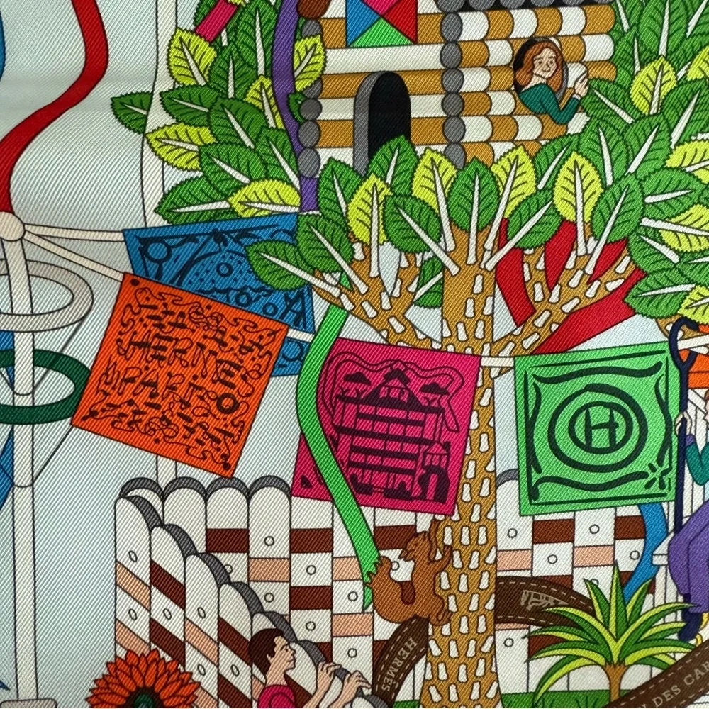 Hermès La Maison des Carrés Silk Scarf 90cm Pierre Marie Rare - Picture 6 of 12